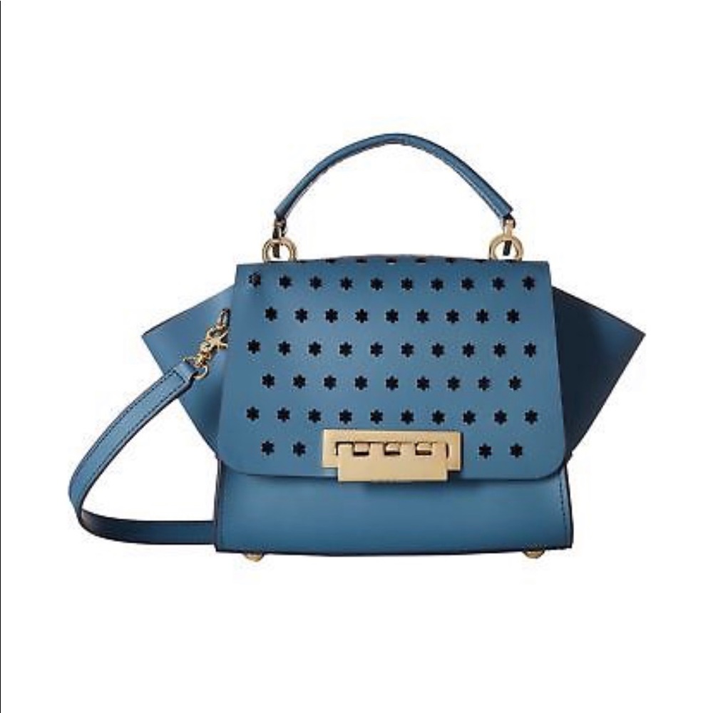 Zac Zac Posen Eartha Blue Perforated Flowers Bag - Picture 2 of 5